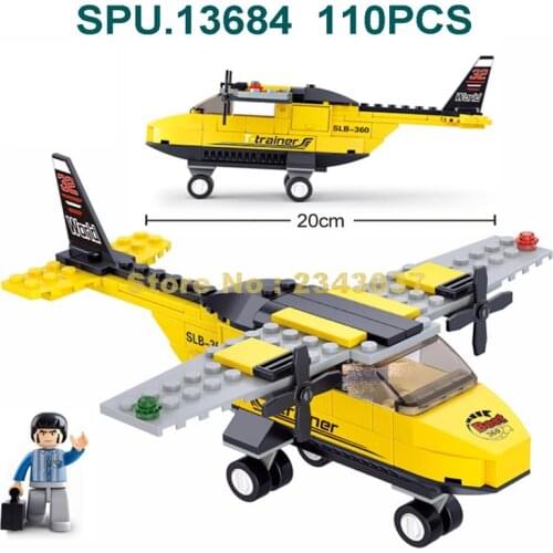 Sluban 0360 110pcs Trainer Aircraft Trainer Airplane Building Blocks Toy