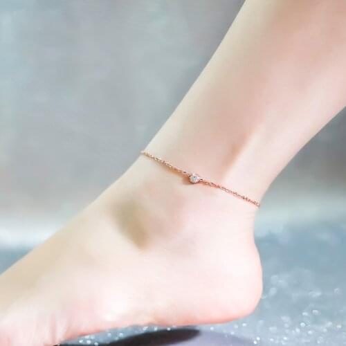 18KGP Rose Gold Color Titanium Steel CZ Zirconia Anklet Women Fashion Brand 316L Stainless Steel Jewelry Good Gift(GA111)