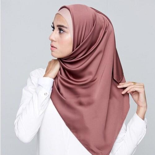 10pcs/lot Premium Muslim Satin Hijab Scarf Solid Color Shawl Plain Wrap Islamic Hijabs Headscarf Headband Foulard Femme