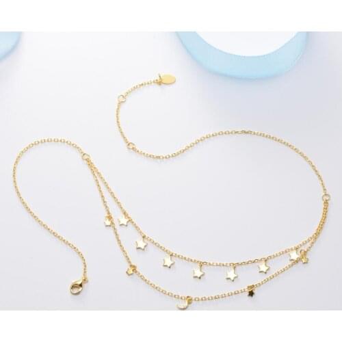 925 Sterling Silver Jewelry Delicate Moon Stars Multi Layered Necklaces for Women Girls Christmas Gifts 10pcs Lot Wholesale