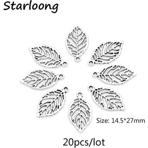 20pcs/lot zinc alloy antique vintage silver plated little leaf charm pendants for Bracelet Necklace DIY Jewelry Making