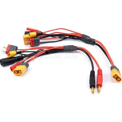 20cm 18AWG 4.0mm Banana Plug XT60 to XT60 XT30 DC5.5 T Plug Charger Adapter Cable for IMAX B6 ISDT Charger FPV RC Racing Drone