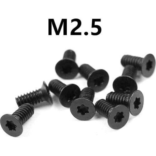 200pcs/lot M2.5x4/5/6/8/10/12/14/20mm GB2673 Black 304 Stainless steel countersunk head torx screw flat six-lobe machine screws