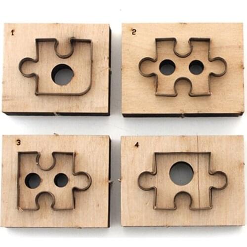 4Pcs Puzzle Wooden Die Cutting Leather Mold Puzzle Cutting Mold Leather Crafts