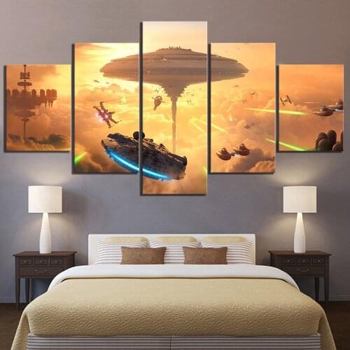 5pieces Full Square round Diamond Painting Fantasy Art Spaceship Battlefront 5D DIY Diamond Embroidery Mosaic Art Kits N799