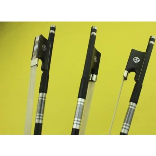 8pcs New PRO black 4/4 full size Carbon fiber violin bows ebony frog inlaid cross