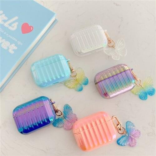 Cover For Airpods Pro Colorful Raindrop Butterfly Pendant Airpods 3 Bluetooth Wireless Headset Case Airpod Hard Tide Applicable