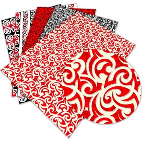 Black And White Printed Patter Faux Leather Fabric For Hair Bow Bags Shoes Crafts 30X136cm