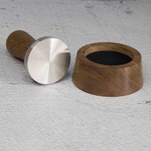 Wood Espresso Tamper Rack, Steel Stainless Barista Tamper Set, Real Wood Coffee Pressing Apparatus for Barista