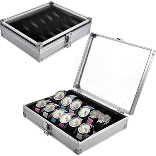 12 Grids Watch Holder Storage Box Aluminium Plastic Watch Box Rectangle Watch Organizer Cabinet коробка для часов Gift Box