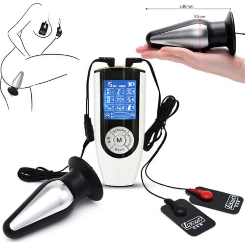 Electric Shock Pulse Anal Vagina Plug Masturbator Electro Stimulation Dildo Big Butt Plug Nipple Pad Prostate Massage SM Sex Toy