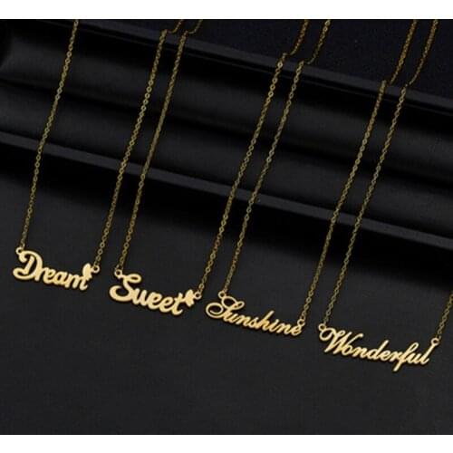 Customed English Name Nacklace Nameplate Birthday Stainless Steel Engraving Gift Personalized Jewelry AAA Quality