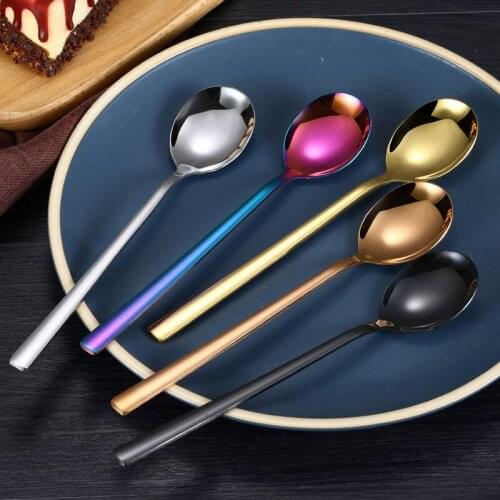 Colorful Stainless Steel Spoon and Fork Set Japanese and Korean Style Western Tableware Suitable for Family Hotel Restaurants