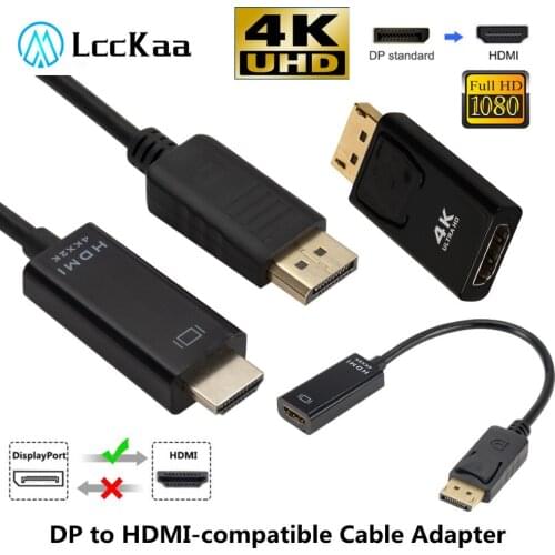 LccKaa 4K DP To HDMI-Compatible 1080P DisplayPort to HDMI-Compatible Cable For PC TV Projector Television Monitor Projetor