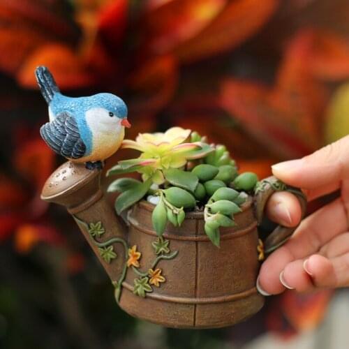 Cartoon bird watering pot Resin succulent plant flower pot Landscape Bonsai Plant Pot Planter Garden Home Decoration Accessories