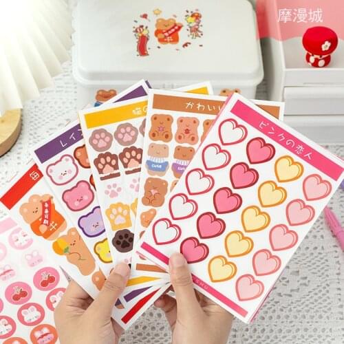 Scrapbook Sticker 2 Sheets Kawaii Cartoon Bear Charactor Diy Decorative Paster