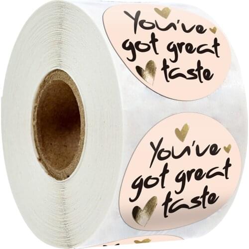 500pcs/roll With heart "You've got great taste" Stickers Seal labels 1'' Party Gift Packaging Thank you Stickers Envelope Decor