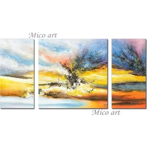 New 3PCS Abstract Colorful Oil Painting Design Handmade High Quality Wall Decor Canvas Wall Art Home Decoration Pieces Artwork
