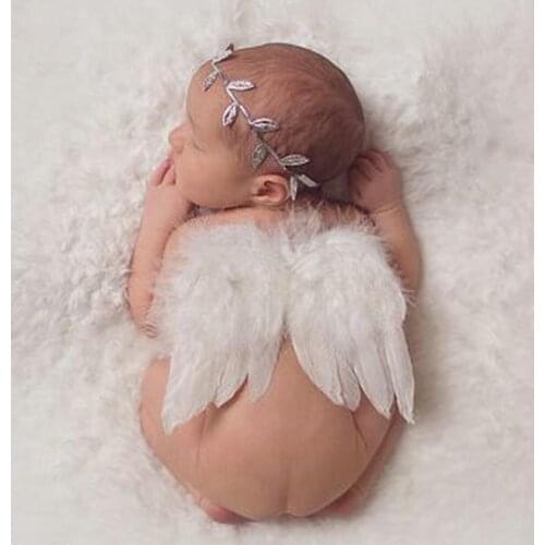 Newborn Photography Props White Angel Wing Baby Photos Props Feather Wing Girls Hair Kids Baby Photography Hair Accessories