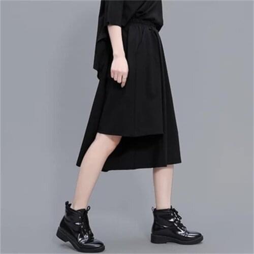 New Asymmetrical wide-leg pants BF loose Capri pants women pants hip a-line wide-leg slimming pants skirt