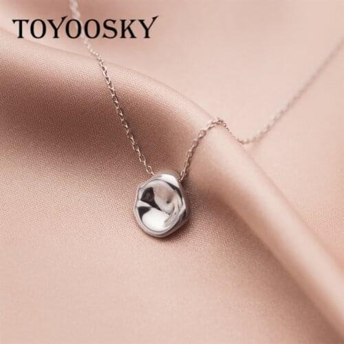 925 Sterling Silver Irregular Round Pendant Necklace Concave Convex High Quality Womens Necklace 925 Jewelry