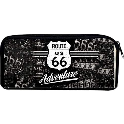 2021 3D Print Route 66 Boy Girl Pencil Box Child stationery Storage Bag Pencil bag Simple Student Pen bag