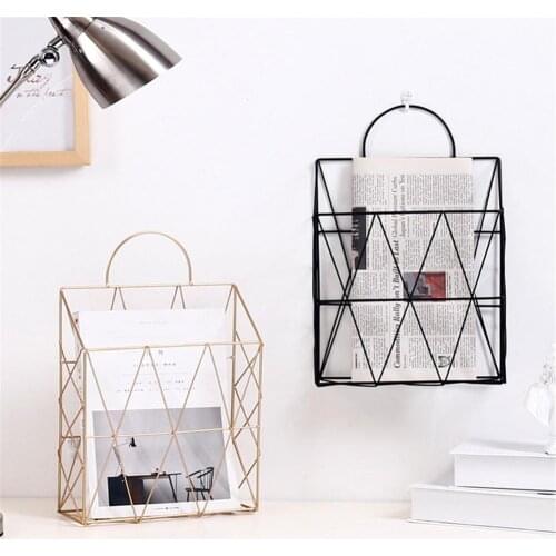 Handheld Wall Hanging Desktop Books Newspapers Home Storage Basket Rack Organizer
