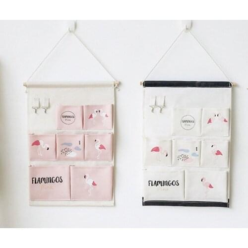 Flamingo Hanging Bag Wall Door Wardrobe Organizer Cosmetics Sundries Storage Bags Jewelry Hanging Organizers Pouch