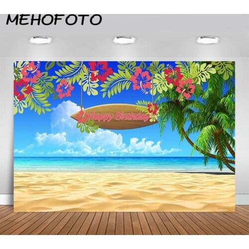 MEHOFOTO Luau Birthday Party Photo Background Aloha Summer Beach Birthday Party Banner Photography Backdrop Photo Booth