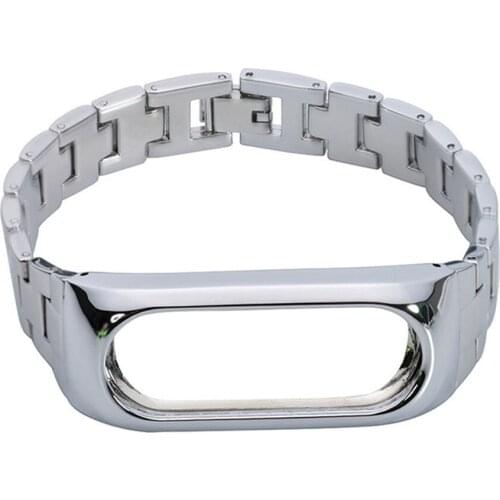 For Xiaomi Mi Band 2 Metal Strap Replacement Bracelet Belt Strap OLED Display Wristband Wearable Accessories for Mi 2 Band