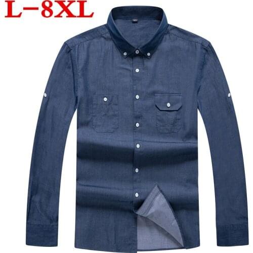 Plus new high 8XL quality 7XL 6XL 5XL Long Sleeve Solid Mens Casual Social Shirts Big Size Men Blouse Work Clothes