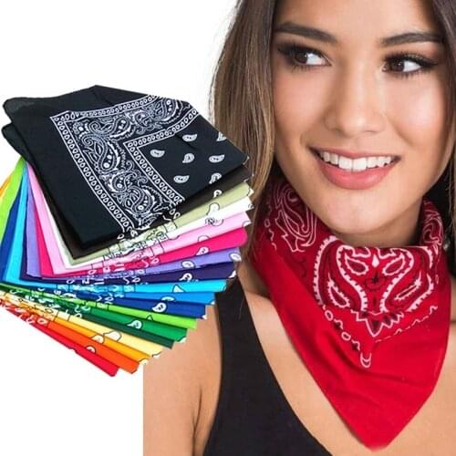 Printed Paisley Square Scarf Bandana Head Wrap Street Dance Women Men Hip Hop Headband Cotton Wrap kerchief for Women Hair Hoops