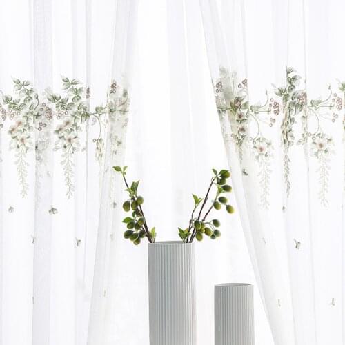 Nordic Embroidered Window Screen Sheer Curtains for Living Room Bedroom Sheer Gauze Yarn Curtain for Kitchen Customized
