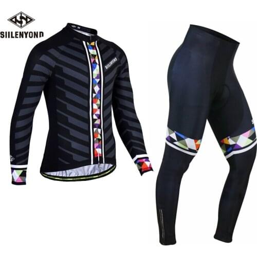 SIILENYOND autumn mens cycling wear long sleeve set moisture absorption sweat wicking cycling wear slim fit sportswear