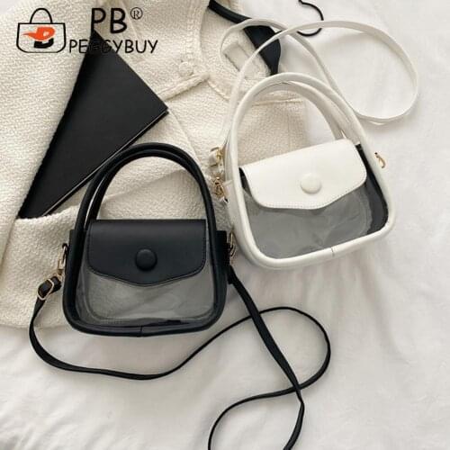 Retro Transparent Patchwork Shoulder Messenger Bag Women Casual PU Flap Handbags Casual Ladies Mini Handbag Streetwear