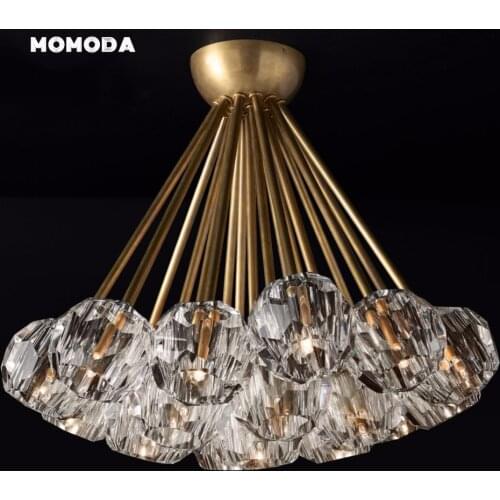 American Style LED Crystal Chandeliers Vintage Metal Pendan Hanging Lights Fixture Bedroom Living Room Ceiling Lamps Lustre