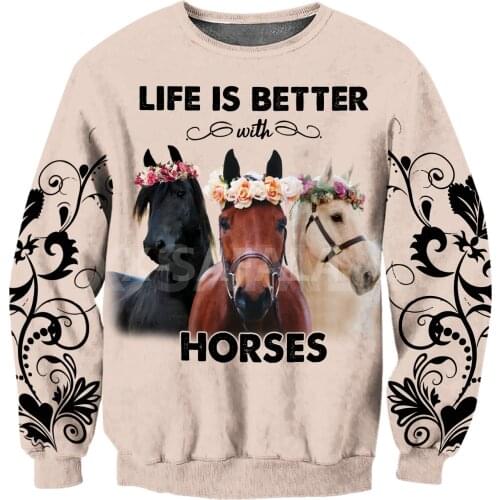 Life is better horses 3D All Print Plus Hoodie Man Women Harajuku Outwear Zipper Pullover Sweatshirt Casual Unisex Jacket