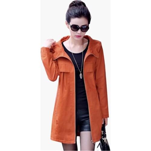 Large size 4XL Trench Women Female Windbreaker Hooded Woman Clothes Long Trench Coat Loose Plus size Cotton Outwear Casual Tops