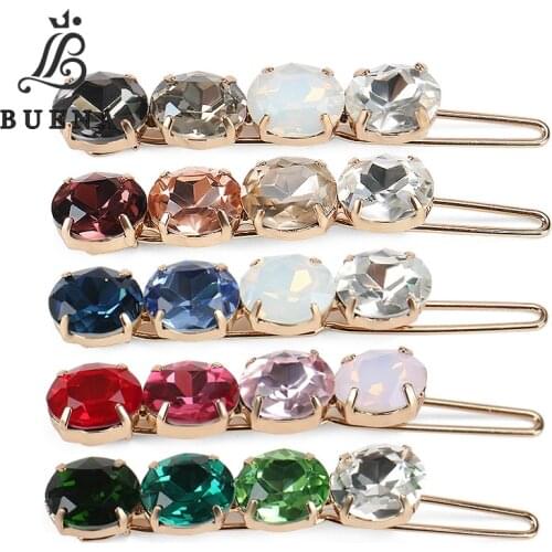 Fashion Crystal Alloy Hair Pin Art Colorful Rhinestone Hair Clip Women Crystal Hair Pins