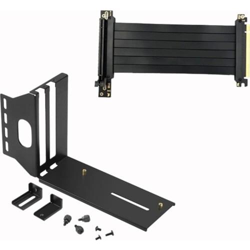 Anti Interference VGA PCI-E 3.0 X16 Graphics Video Card Vertical Mounting Bracket GPU Extension Cable Set for ATX PC Case