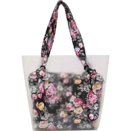 Flora womens bag transparent bags large clear Bag fashion beach tote travel shoulder bag hand bag tote pvc bag inner purse