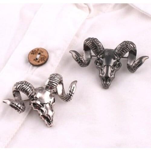 1pc Plated Trendy Retro Sheep Brooch Simulated Sheep Head Brooch Pin for Mens Suit Badge Lapel Pin Jewelry Brooch Accessories