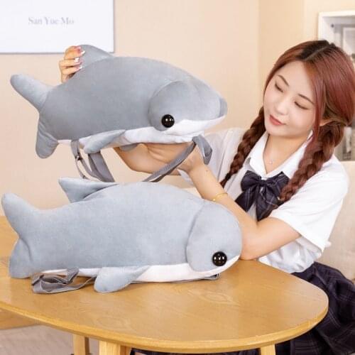 1pc 55cm Cute Hammerhead Shark Plush Backpack Toys Simulation Stuffed Soft Student for Children Kids Gift