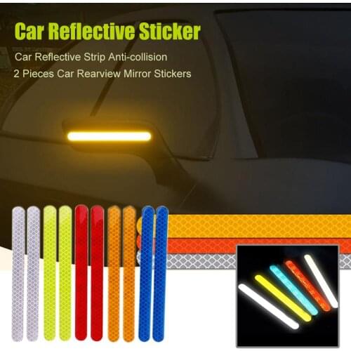 2 Pcs Car Rearview Mirror Stickers Safety Mark Car Reflective Strip Anti-collision Warning Tape Car-styling
