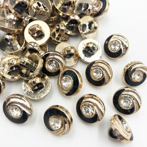30/50/150PCS 11.5MM New Plating Buttons With Rhinestones Shank DIY Apparel Sewing Accessories Shirt PH304