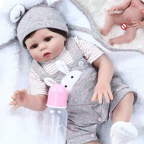 48CM Bebe reborn full body silicone lifelike flexible boy girl reborn baby dolls sweet twin premie newborn doll gift