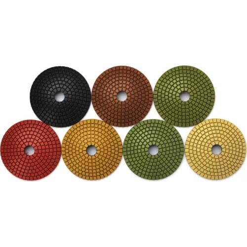 3 Inch 7pcs Convex Wet Diamond Polishing Pads & 1Piece Rubber Backer Bowl Shaped M14 5/8-11 For Angle Grinder Marble Grinding