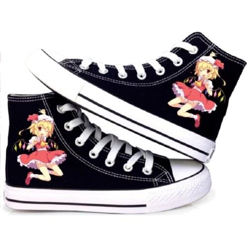 Anime Cos Touhou Project Shoes Koumakan Flandre Scarlet Casual Canvas Shoes plimsolls High Flats shoes duck shoes Sneakers 02