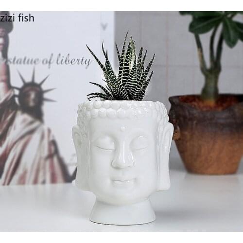 White Ceramic Succulent Flower Pot Buddha Flower Pots Green Plant Pot Planting Container Pots for Plants Decoration Planter Pot
