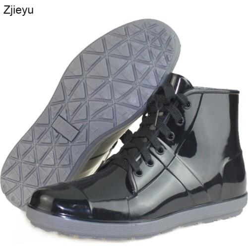 Black pvc rain boots men waterproof boots fashion galoshes low water shoes bot fishing boots
